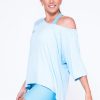 Women R2W OFF THE SHOULDER TEE | Baby Blue Slinky To Touch - Off The Shoulder Tee