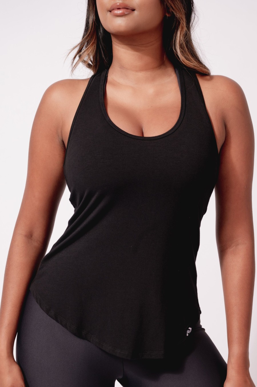 Women R2W TANK TOP | Black Slinky To Touch - Racer Back Tank Top