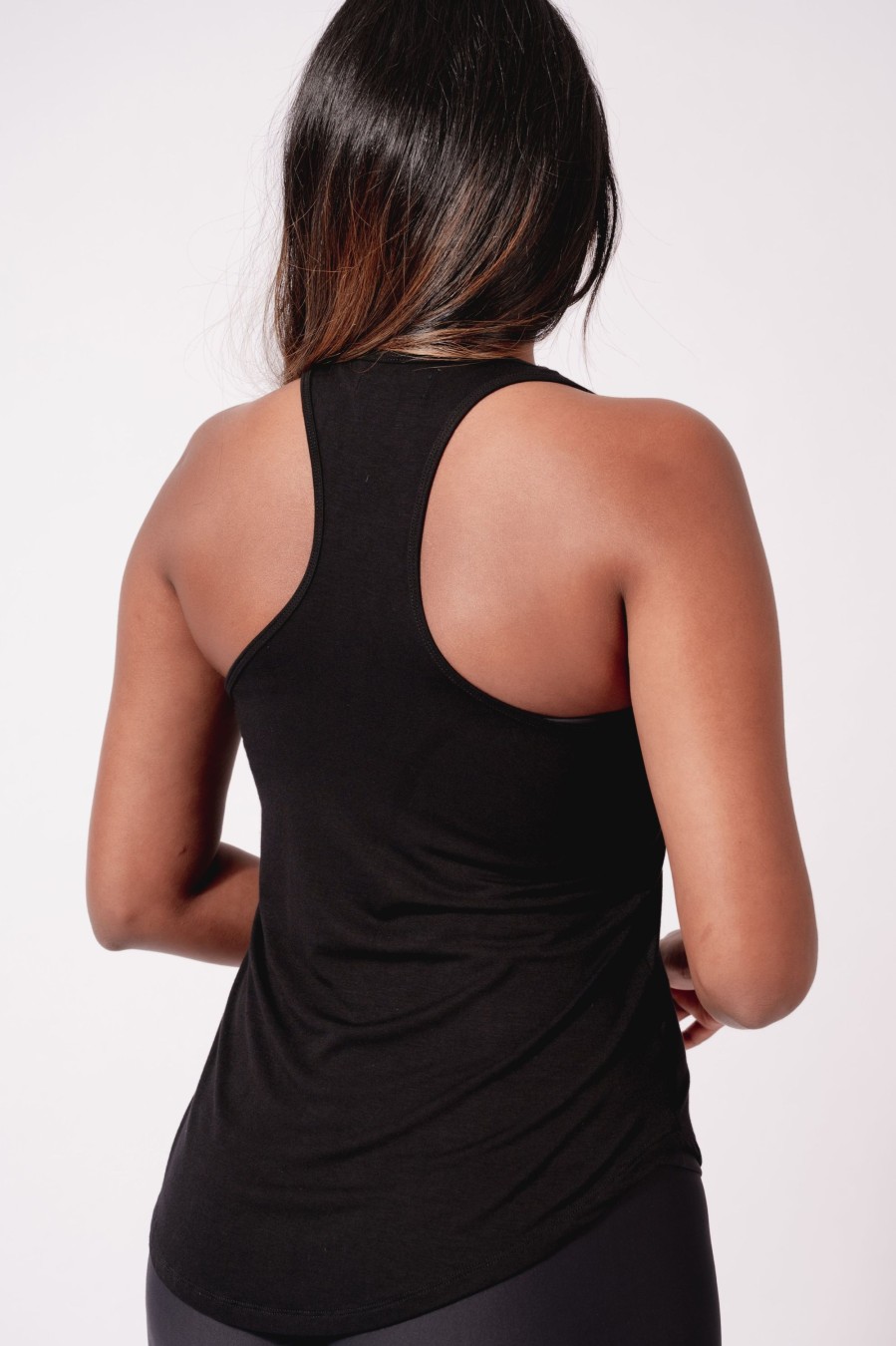 Women R2W TANK TOP | Black Slinky To Touch - Racer Back Tank Top