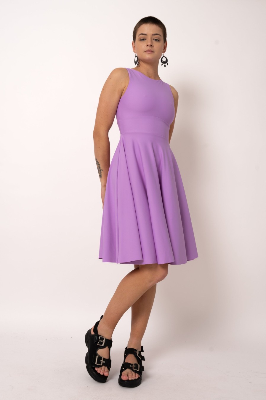 Women R2W DRESS | Pastel Purple Performance - Reversible Comfort Crop Midi Dress