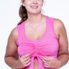 Women R2W TANK TOP | Pink Slinky To Touch - Racer Back Tank Top W/ Cinched Front