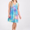 Women R2W DRESS | Mermaid Jag Slinky To Touch - Sleeveless Baby Doll Tiered V Neck Mini Dress