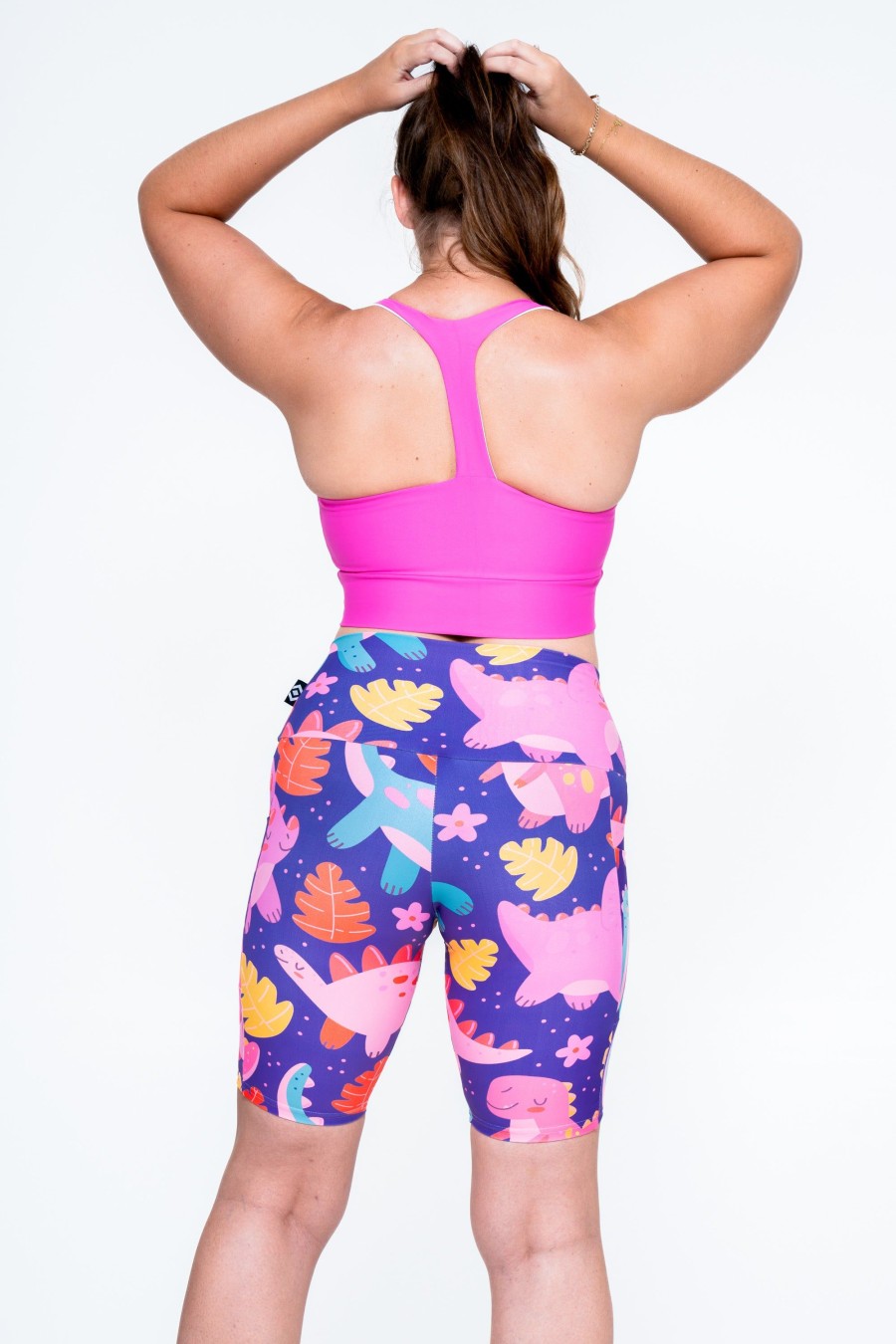 Women R2W LONG SHORTS | Dino Mite Performance - Panel Pocket High Waisted Long Shorts