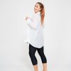 Women R2W BUTTON UP BOYFRIEND TEE | White Net - Long Sleeve Button Up Boyfriend Tee