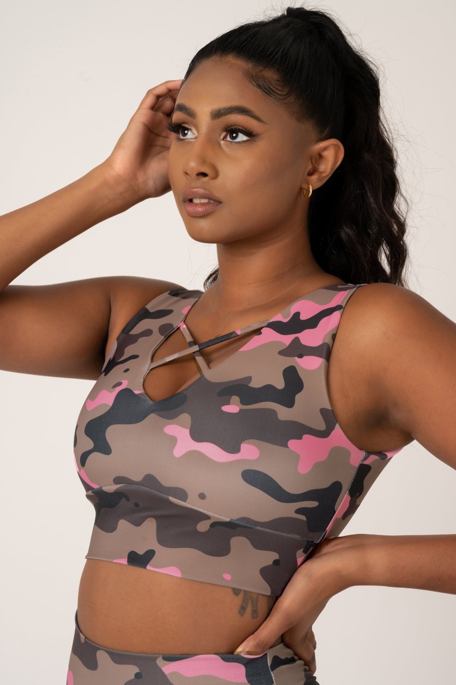 Women R2W CROP TOP | Camo Crush Pink Performance - Reversible Comfort Crop Top