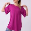 Women R2W BOYFRIEND TEE | Dark Orchid Slinky To Touch - Plain Boyfriend Tee