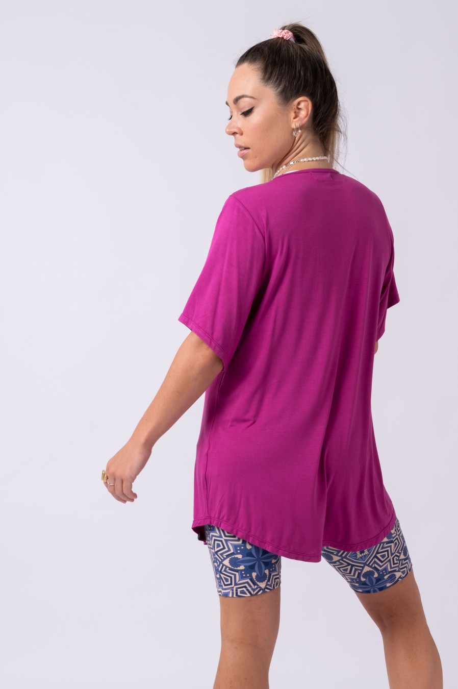 Women R2W BOYFRIEND TEE | Dark Orchid Slinky To Touch - Plain Boyfriend Tee