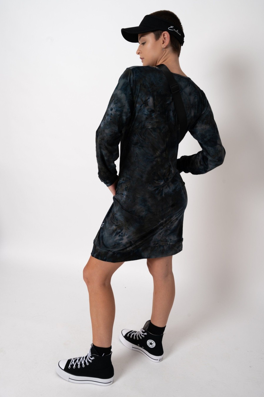 Women R2W DRESS | Dark And Moody Tie Dye Soft To Touch - Lazy Girl Dress Sweater