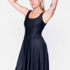 Women R2W DRESS | Black Exotic Touch Jag - Scoop Neck Comfort Crop Midi Dress