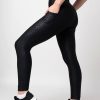 Women R2W 7/8 | Black Exotic Touch Jag - Panel Pocket High Waisted 7/8 Leggings