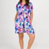 Women R2W DRESS | Blessings Slinky Silky - Button Up Drawstring Mini Dress