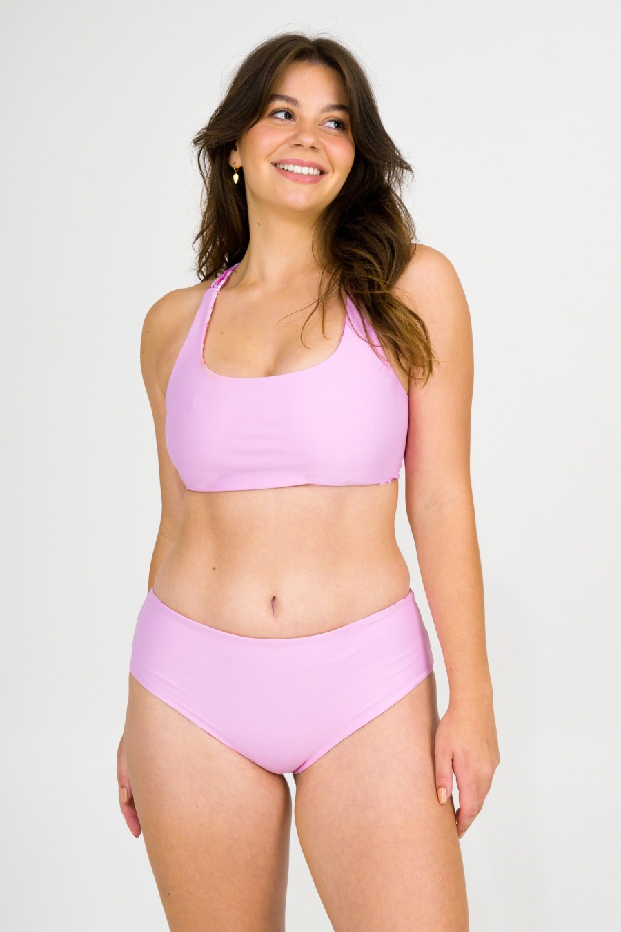 Women R2W BIKINI TOP | Serendipity Pink Silky - Cross Over Bikini Top