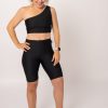 Women R2W CROP TOP | Black Performance - One Shoulder Comfort Crop Top