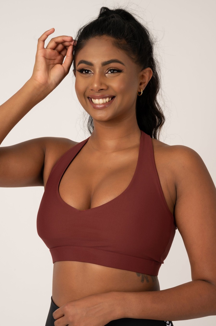 Women R2W CROP TOP | Burnt Copper Performance - Deep V Crop