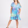 Women R2W DRESS | Mermaid Jag Slinky To Touch - Baby Doll V Neck Tiered Mini Dress