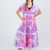 Women R2W DRESS | Rainbow Jag Slinky To Touch - Baby Doll Tiered V Neck Maxi Dress