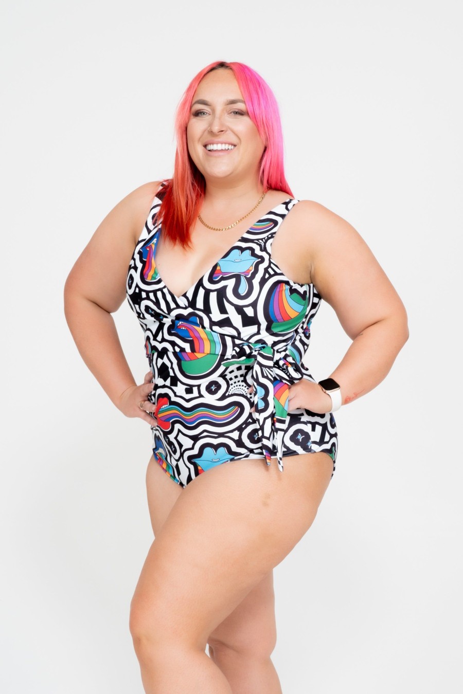 Women R2W SWIM ONE PIECE | Excuse My French Performance - Wrap One Piece W/ Extra Coverage Bottoms