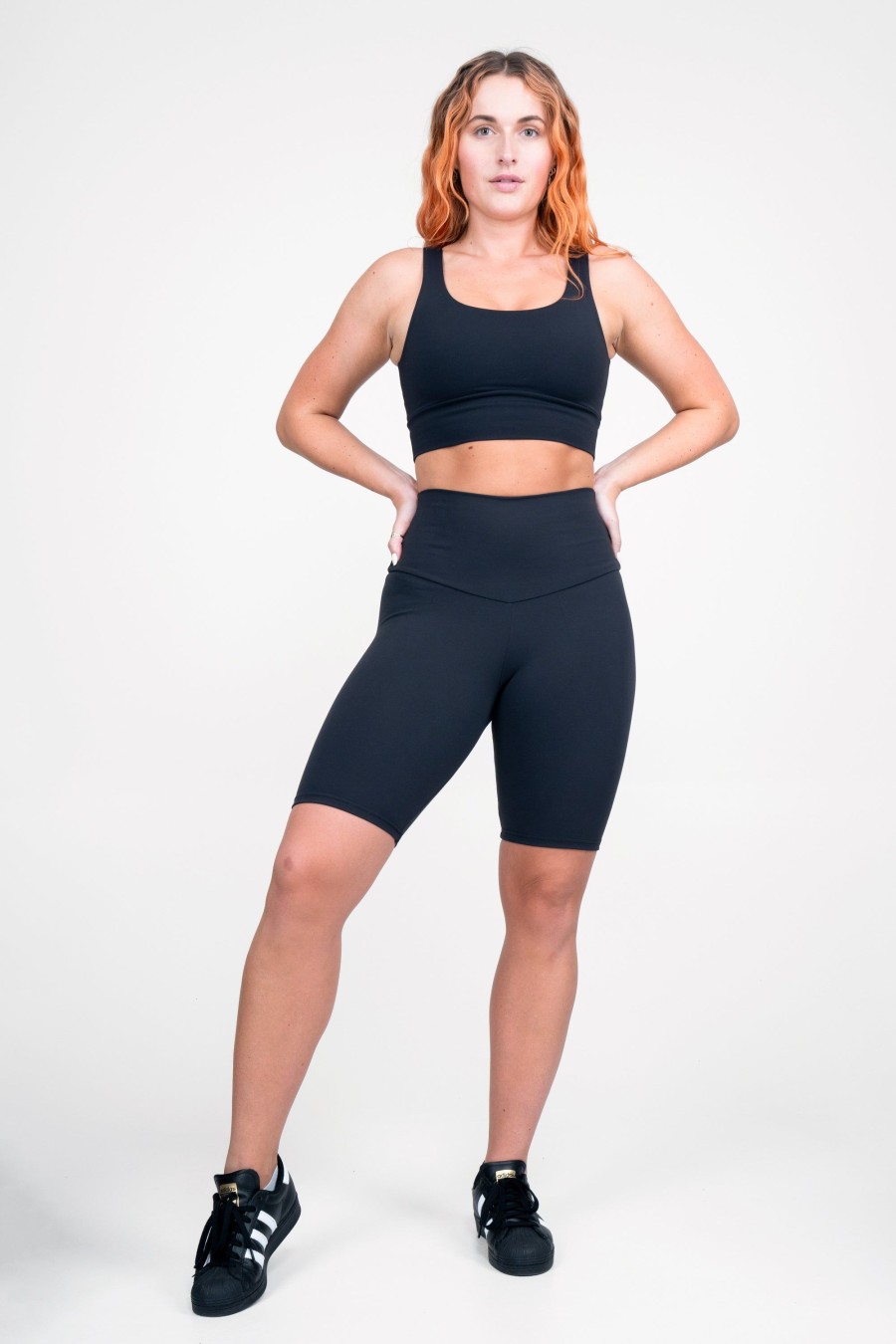 Women R2W LONG SHORTS | Black Body Contouring - High Waisted Long Shorts