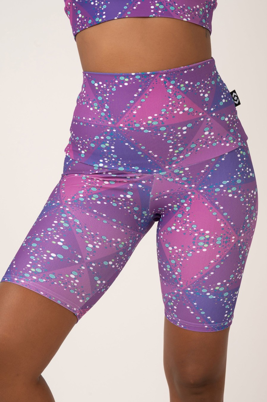 Women R2W LONG SHORTS | Trance Purple Performance - Extra High Waisted Long Shorts