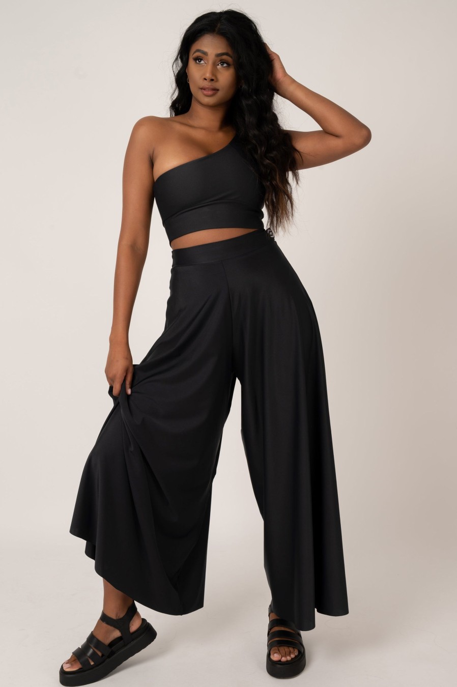 Women R2W PALAZZO PANT | Black Silky - Palazzo Pant