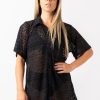 Women R2W BUTTON UP BOYFRIEND TEE | Black Bohemian Lace - Button Up Boyfriend Tee