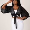 Women R2W BLOUSE | Black Bohemian Lace - Reversible Wrap Blouse W/ Long Bell Sleeves