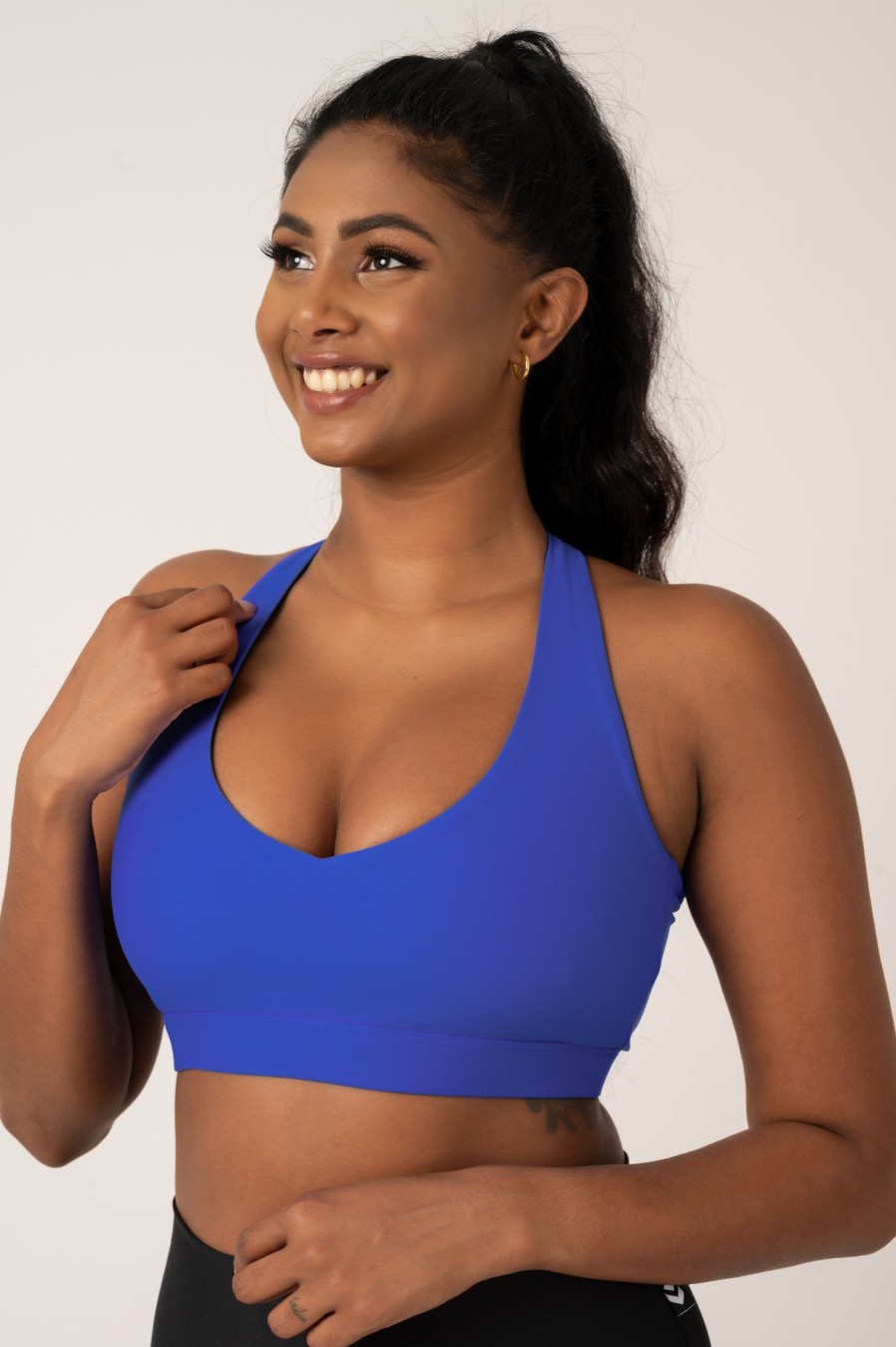 Women R2W CROP TOP | Electric Blue Performance - Deep V Crop