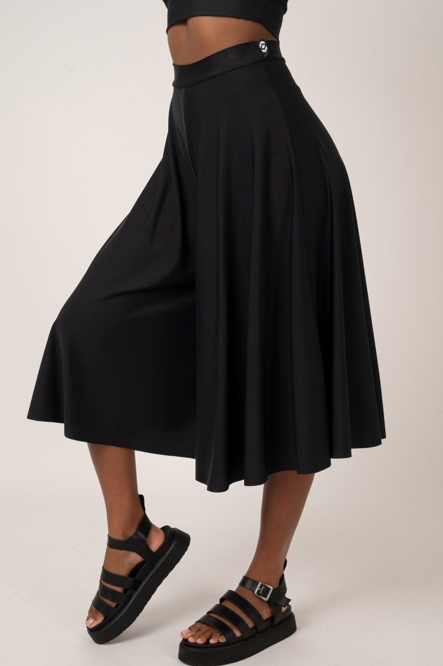 Women R2W PALAZZO CULOTTE | Black Silky - Palazzo Culotte