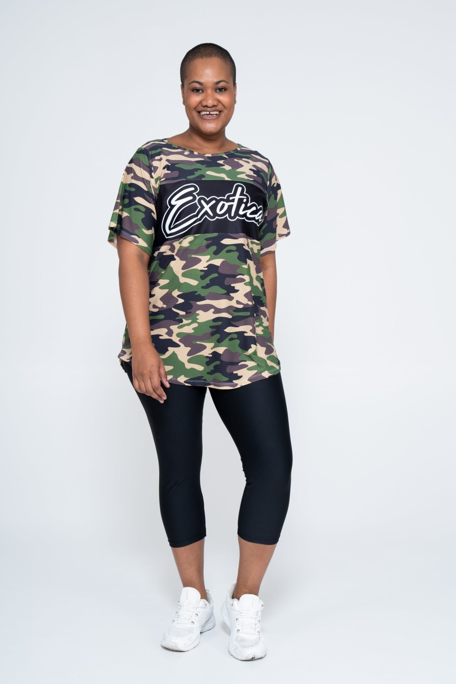 Women R2W BOYFRIEND TEE | Commando Camo Bball Mesh - Exotica Boyfriend Tee