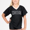 Kids R2W KIDS BOYFRIEND TEE | Black Bball Mesh - Kids V Neck Exotica White Embroidered Boyfriend Tee