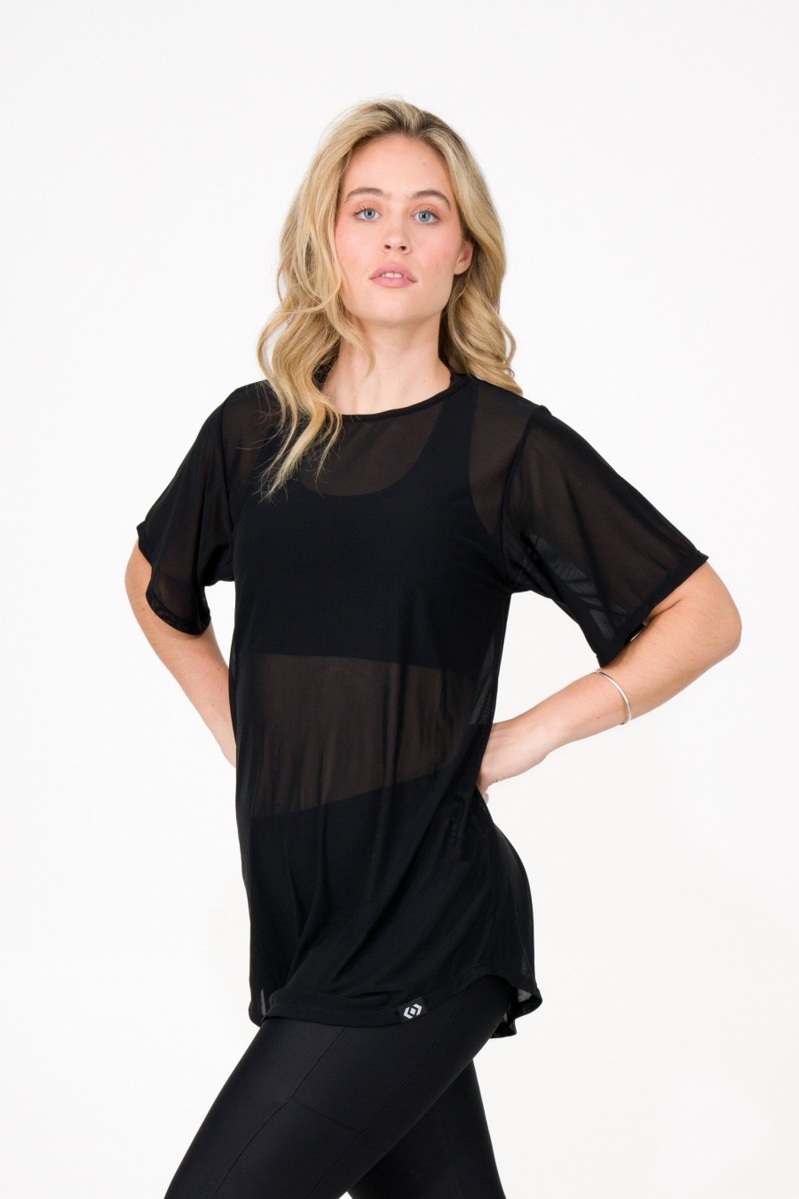 Women R2W BOYFRIEND TEE | Black Net - Plain Boyfriend Tee