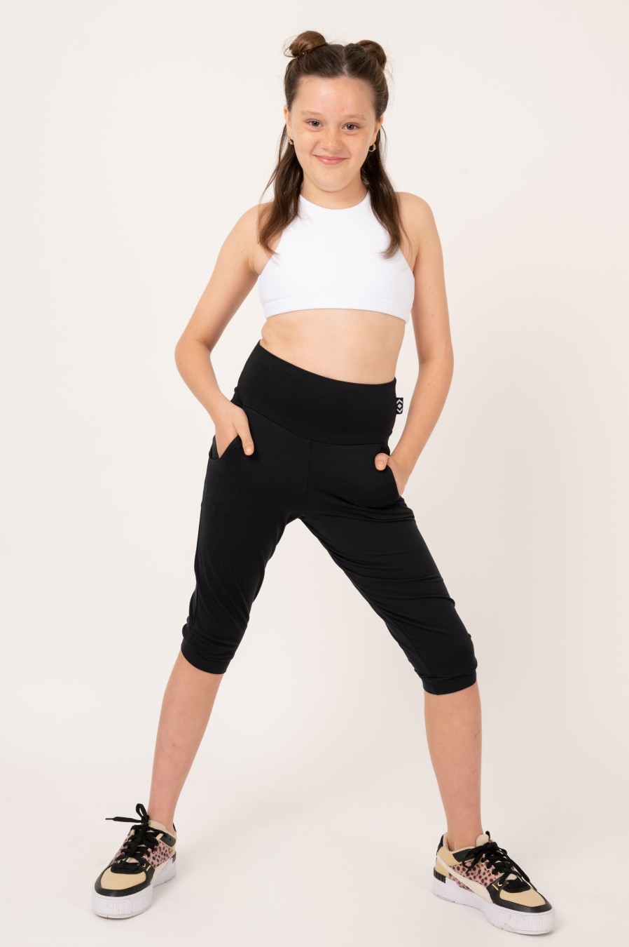 Kids R2W KIDS JOGGERS 3/4 | Black Soft To Touch - Kids Jogger Capris