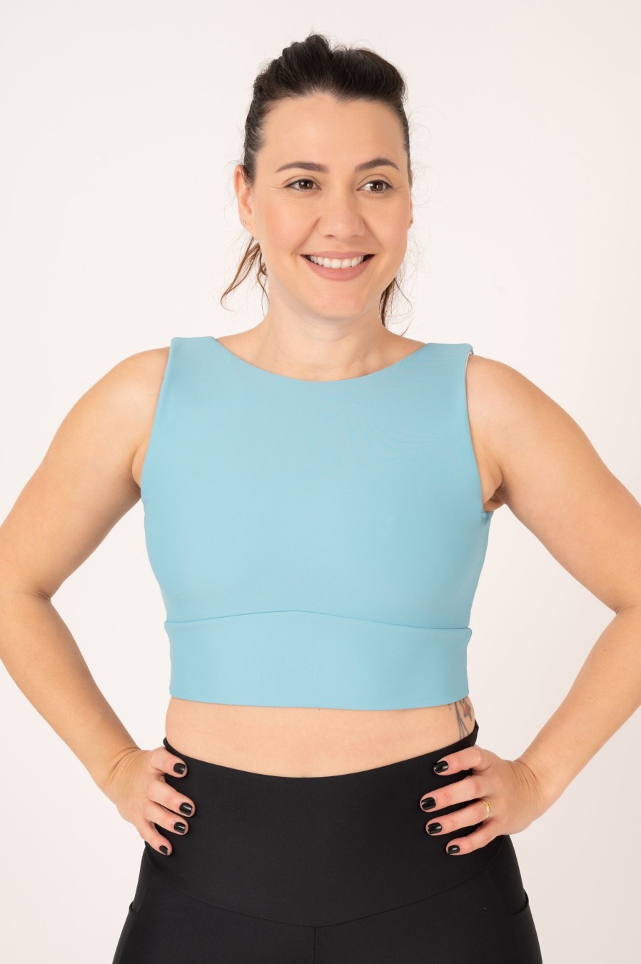 Women R2W CROP TOP | Dusty Pale Blue Performance - Reversible Comfort Crop Top