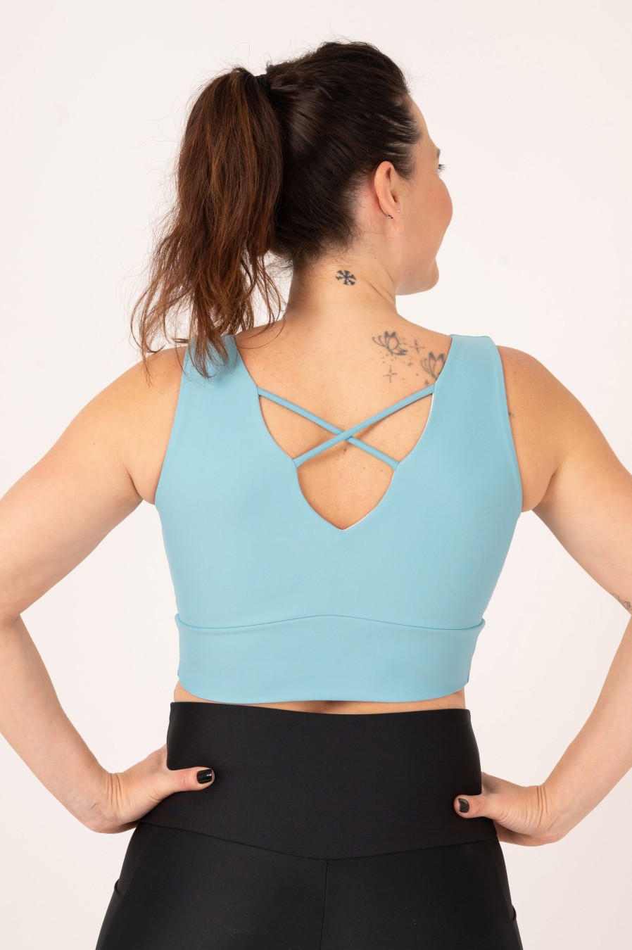 Women R2W CROP TOP | Dusty Pale Blue Performance - Reversible Comfort Crop Top