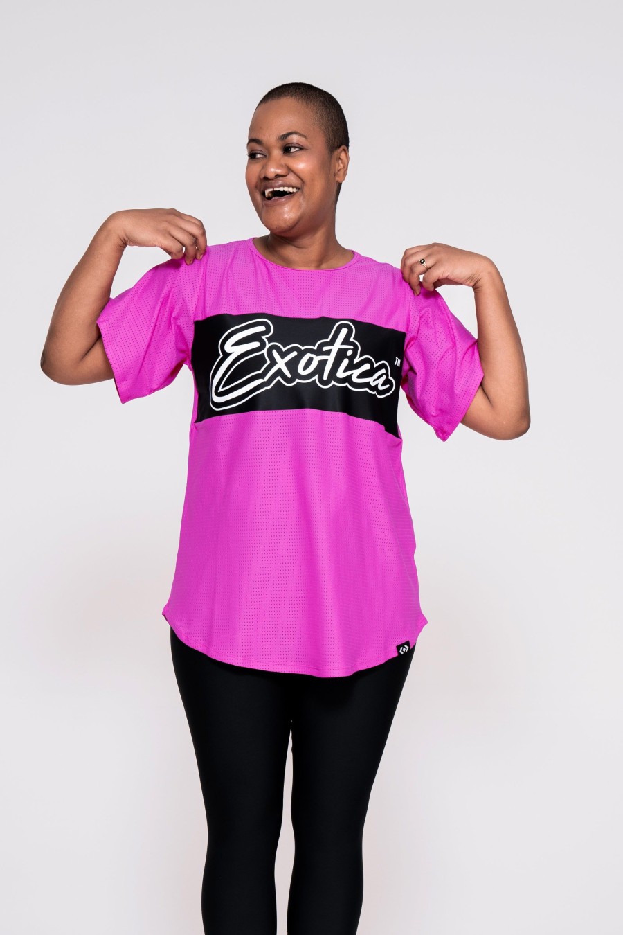 Women R2W BOYFRIEND TEE | Pink Bball Mesh - Exotica Boyfriend Tee