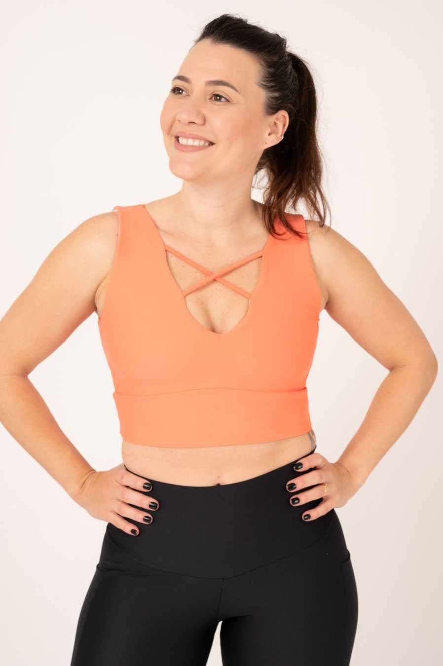 Women R2W CROP TOP | Neon Coral Performance - Reversible Comfort Crop Top