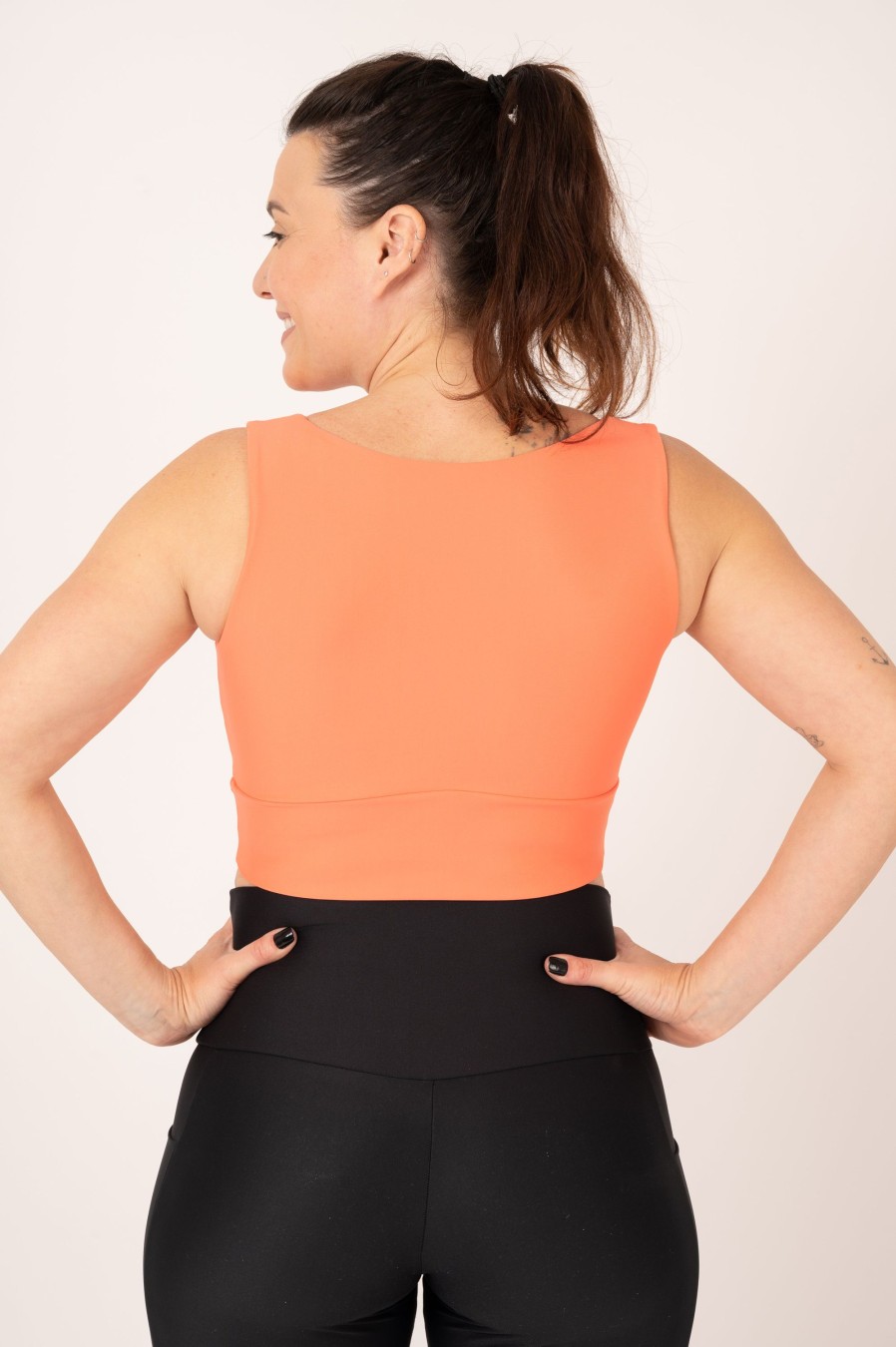 Women R2W CROP TOP | Neon Coral Performance - Reversible Comfort Crop Top