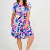 Women R2W DRESS | Blessings Slinky Silky - Button Up Drawstring Midi Dress