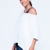 Women R2W OFF THE SHOULDER TEE | White Slinky To Touch - Off The Shoulder Tee