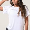 Women R2W CUFFED SLEEVE TEE | White Slinky To Touch - Cuffed Sleeve Tee