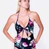 Women R2W SWIM ONE PIECE | Enchanted Black Silky - Bralette One Piece W/ Extra Coverage Bottoms